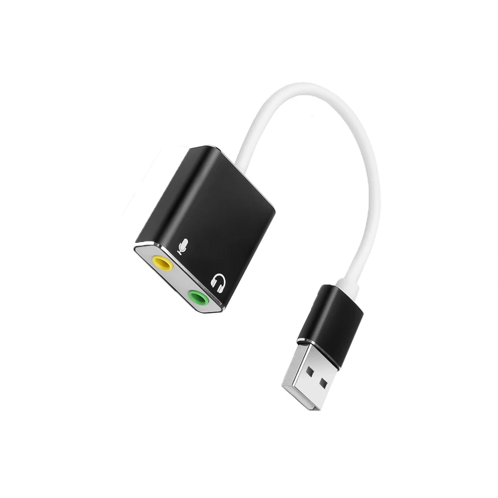 외부 USB 오디오 사운드 카드 USB-잭 3.5mm 변환기 헤드폰 어댑터 마이크 사운드 카드 헤드셋 가상 7.1 채널 마이크