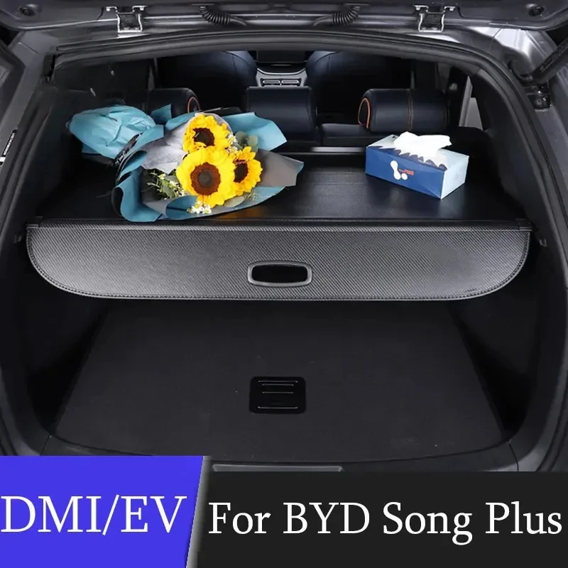 For BYD Song Plus DMI/EV 23 Dedicated Trunk Cover Material Curtain Rear Curtain Retractable Space Car Trunk Bag Car-styling