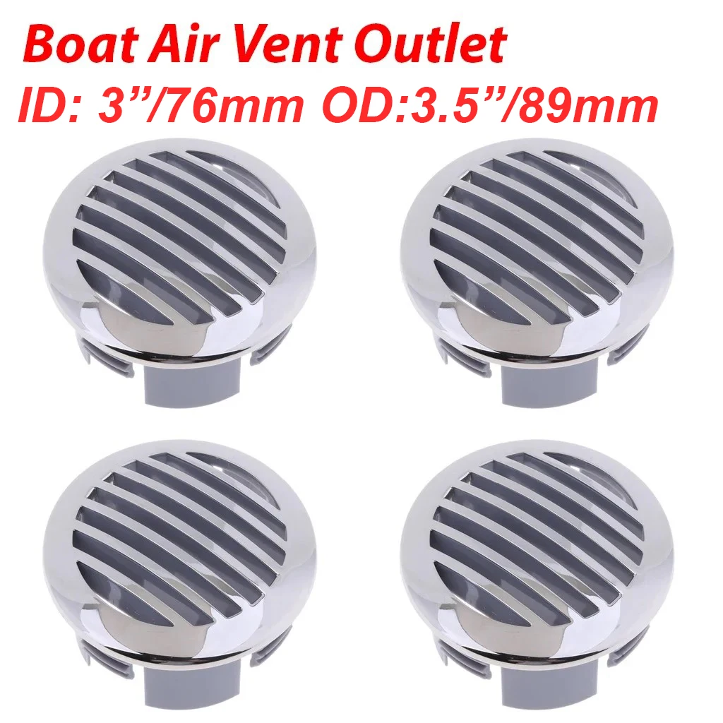 

1/2/4pcs 3inch 76mm Boat Air Vent Outlet Stainless Steel Marine Exhaust Pipe Air Flow Trim Cover For Yacht Boat RV Caravan