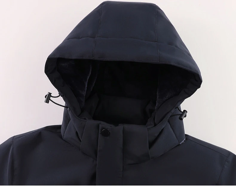 Men Winter Jacket - Waterproof Windproof Thick Fleece Coat With Hood & Pockets