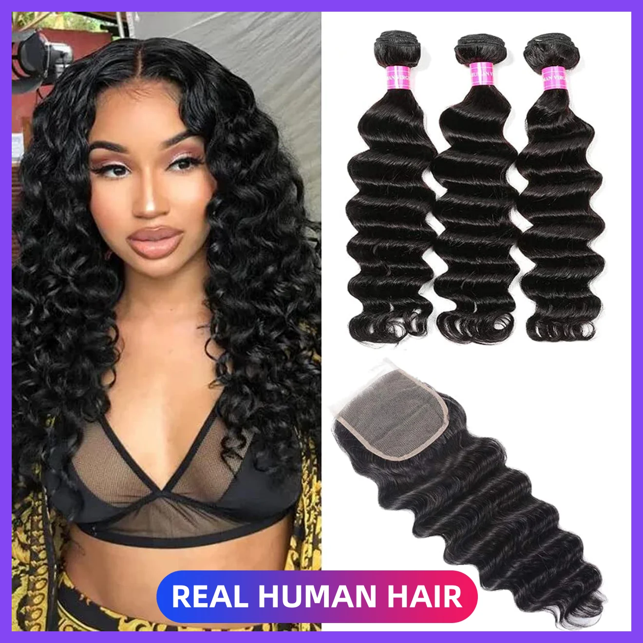 Loose Deep Wave Bundles With Closure 4x4 3 4 Brazilian Human Hair loose-deep-wave-bundles-with-closure-4x4-3-4-brazilian-human-hair