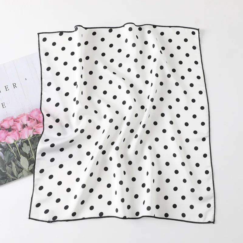 Dot Print Design Luxus Kleine 50 cm Platz Frauen Seidenschal Taschentuch Haarband Dekorieren Schals Bandana – Detail 14