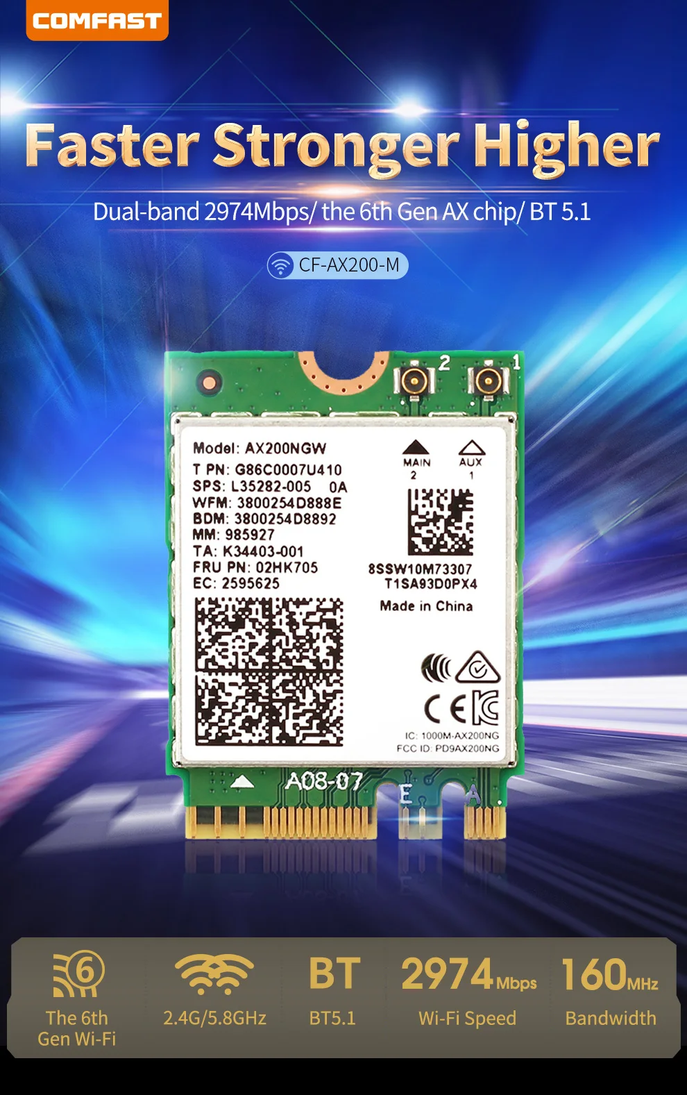 Comfast WiFi7 BE200 트라이 밴드 Wifi 어댑터 Bluetooth 5.1 네트워크 어댑터 PC/노트북 Win10/11 Linux AX210/AX200 용 무선 동글