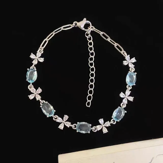 Bracelet en alliage de zinc, bracelet fleur en zircon étincelant, bracelet fait main en alliage pour usage quotidien, accessoire de mode pour soirée