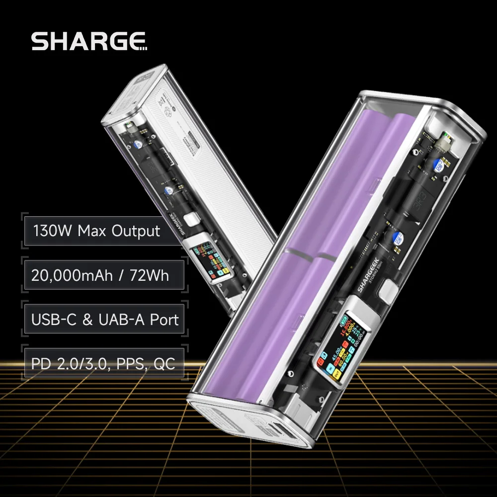 

SHARGE Power Bank 20000mAh 130W Powerbank PD3.0 Fast Charging Portable Battery for iPhone15 Laptop Fast Charge Spare Battery