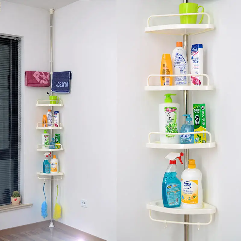 Shower Caddy Rack Corner Shelf Over Toilet Wall Velcro Storage Shelves  Shampoo Basket White Home Organizer Bathroom Accessories - Bathroom Shelves  - AliExpress