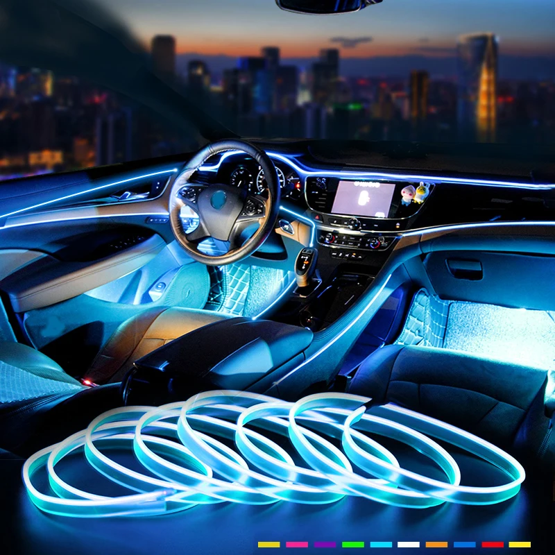Car Interior Ambient Light Ambient Light 5M Fiber Optic LED Flexible Strip USB Driven 5V For Car Interior