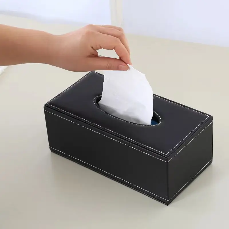 Leather Paper Drawer Living Room Household Tissue Box Creative PU Napkin Paper Box Car Mounted Tissue Box storage box,drawer organizer