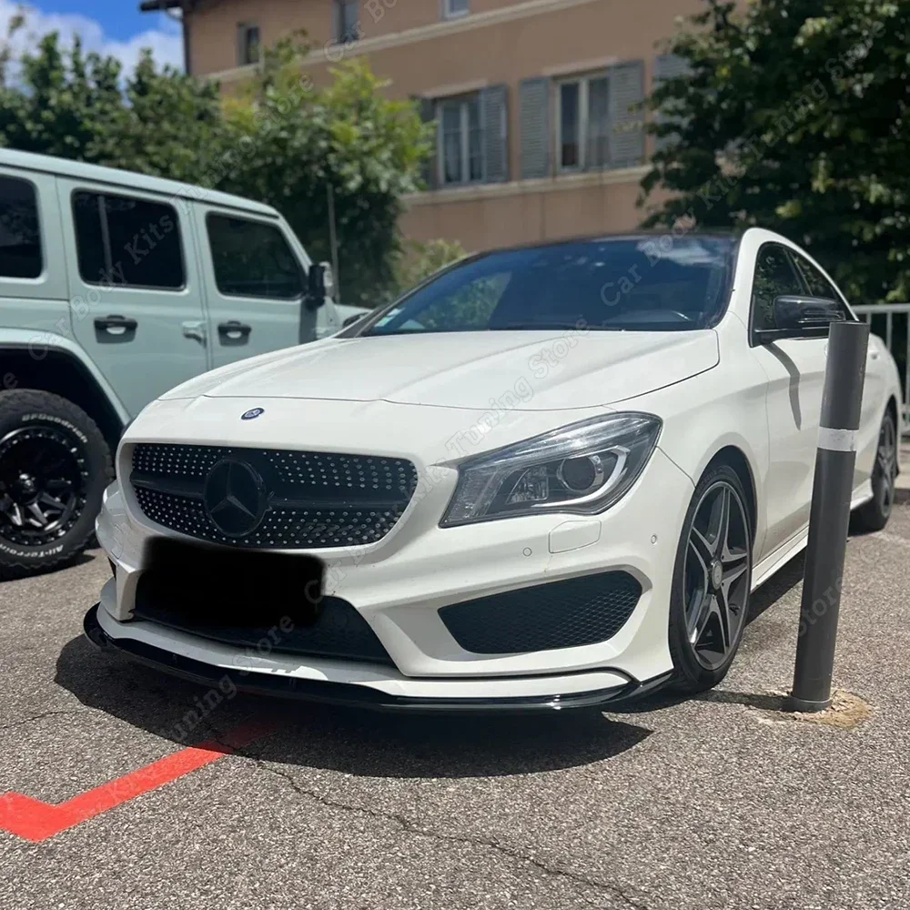 Per Mercedes Benz Classe CLA CLA45 AMG Versione sportiva 2016-2018 Nero lucido Paraurti anteriore Lip Spoiler Splter Canard Prese d'aria 8 pezzi  34