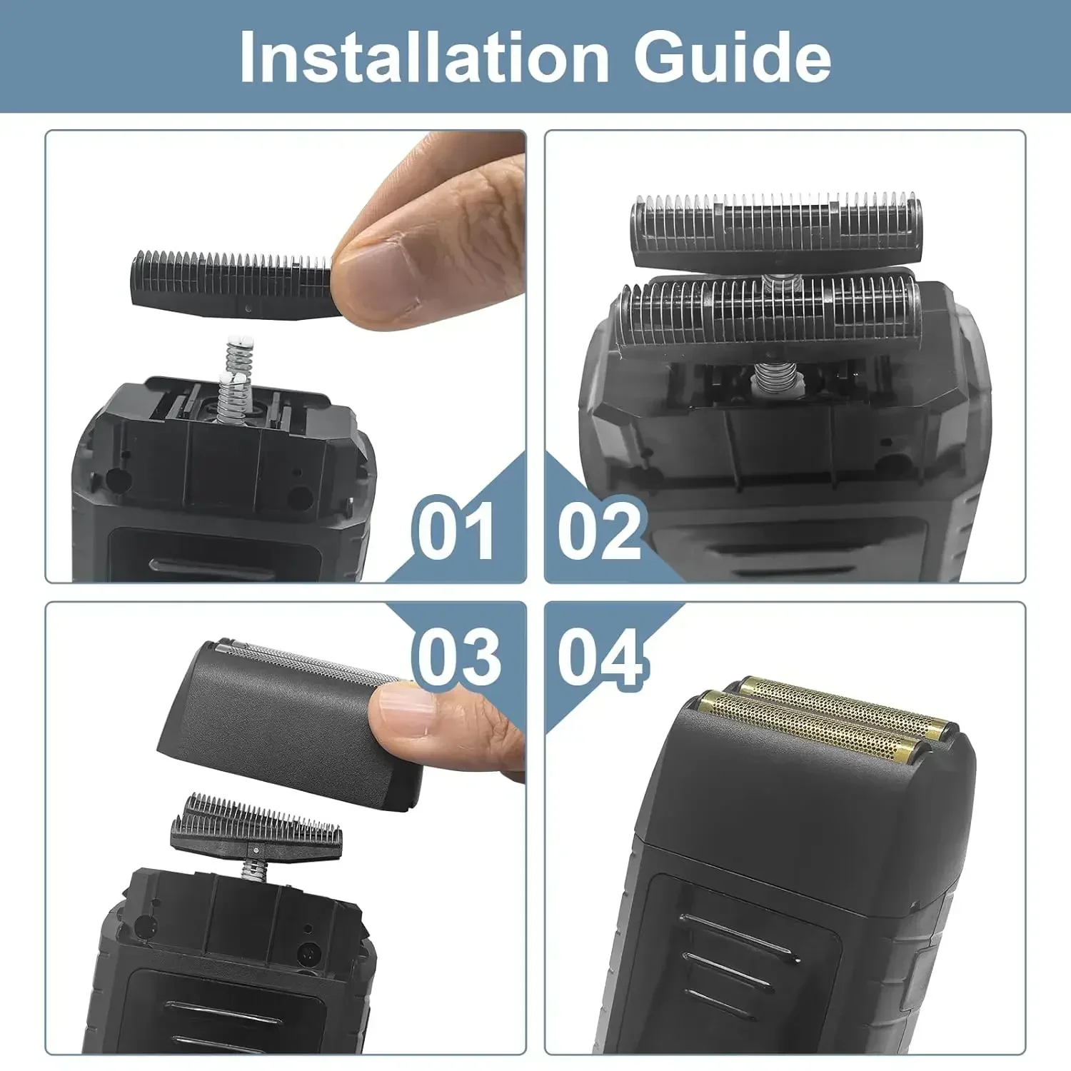Electric Shaver Head Replacement Foil & Cutters Head Compatible With Wahl 5 Star Series Vanish Shaver 8173-700