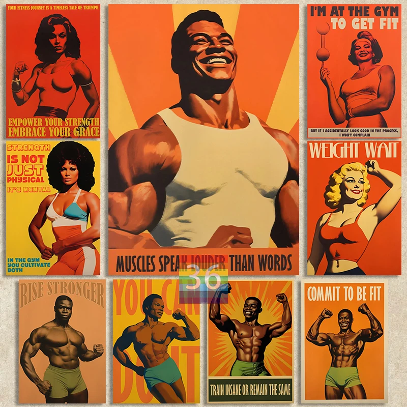 Vintage American Style Gym Prints Canvas Poster Retro Gym Poster Femminile Bodybuilding Art Fitness Girl Home Room Decorazione Della Parete