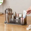 Makeup Brush Box  With Drawer 360° Rotating Cosmetic Organizer Holder Skincare Cotton Pads Swabs Lipstick Jewelry Storage Case 3