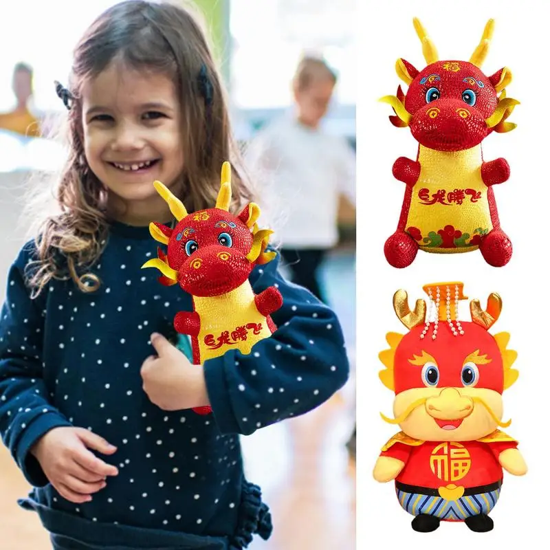 

Dragon Stuffed Animal Cute Soft Dragon Doll Mascot Zodiac New Year Blessing Souvenir Stuffed Animals Toys Hugging Pillow Year of