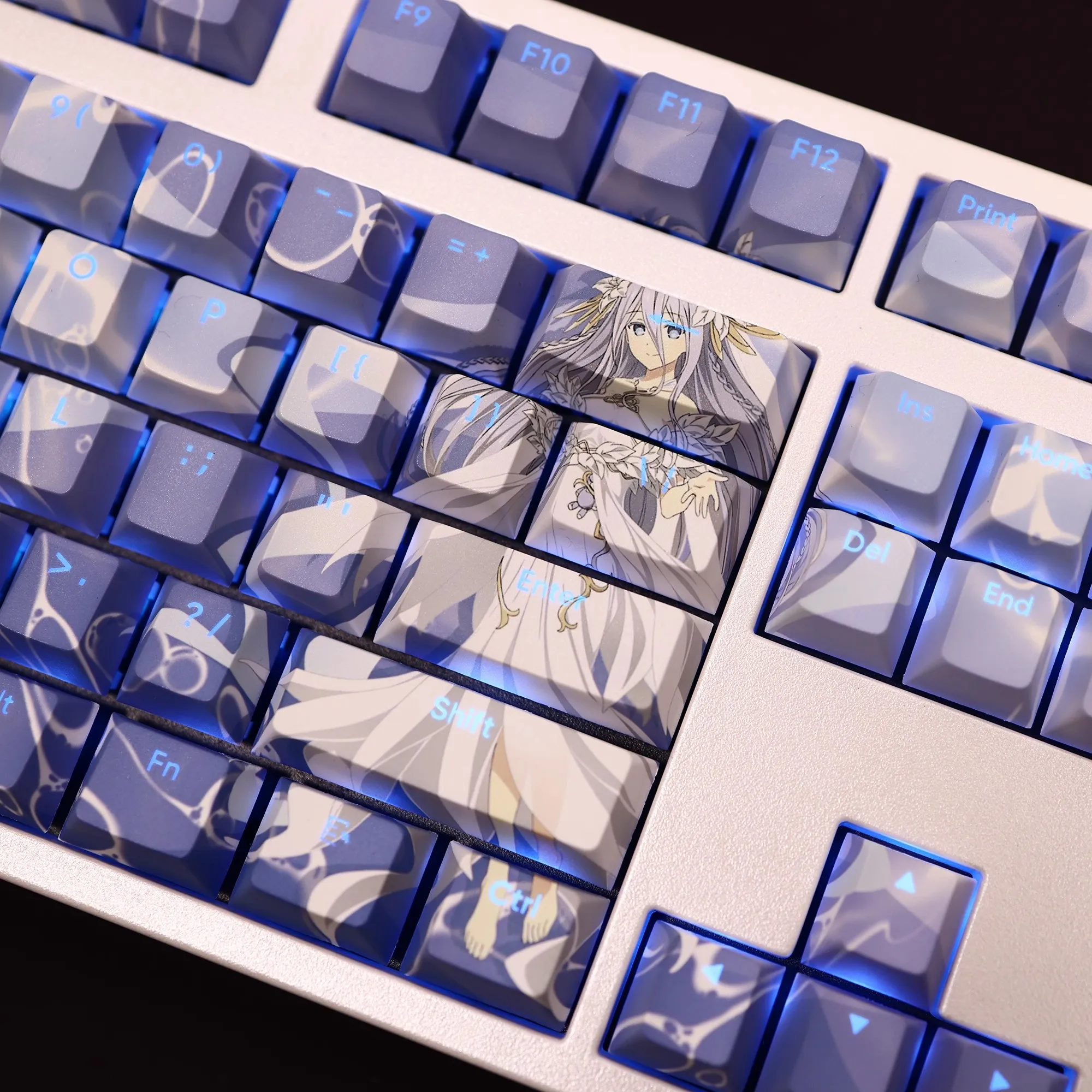 Anime Cartoon Keycaps 108 Teclas Data ao Vivo Takamiya Mio Keycap Tintura Pbt Subbed Keycaps Teclado Anime Ansi 61 87 104 108 - Imagem 2
