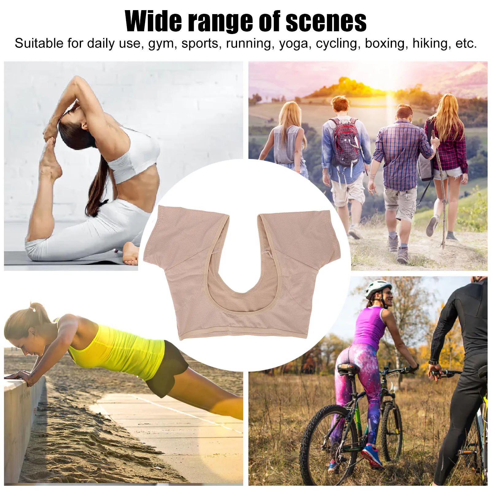 Armpit Sweat Pads for Woman Underarm Sweat Vest Quick Dry Breathable Mesh Reusable Armpit Sweat Pads for Women Girls Skin Color 4