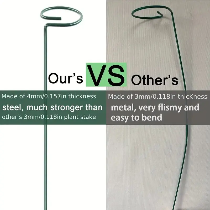 5pcs, 16inch Garden Plant Stakes Plant Support Structure, Garden Metal Single Stem Flower Support Stakes, Planting