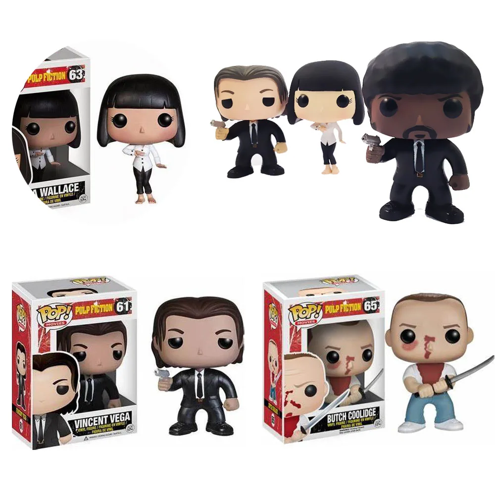 thumbnail image 1 of FUNKO POP Películas Pulp Fiction MIA WALLACE 63# Butch Goolidge #65 Vincent Vega #61 Figuras de acción de PVC Juguetes de regalo Modelo Juguetes, 1 of 5