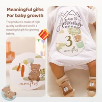 16Pcs Baby Milestone Cards 0-12 Months Newborns Paper Cartoon Little Bear Photography Accessories Infant Grow Commemorate Gifts 5