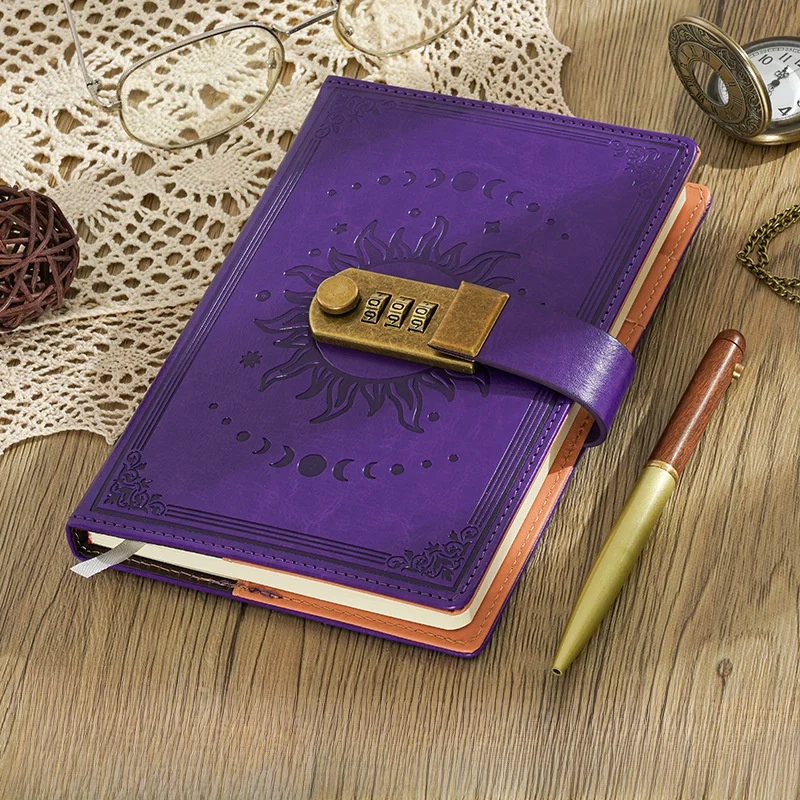Secure Leather Diary: A5 Lockable Journal with Refillable 240-Page Notebook