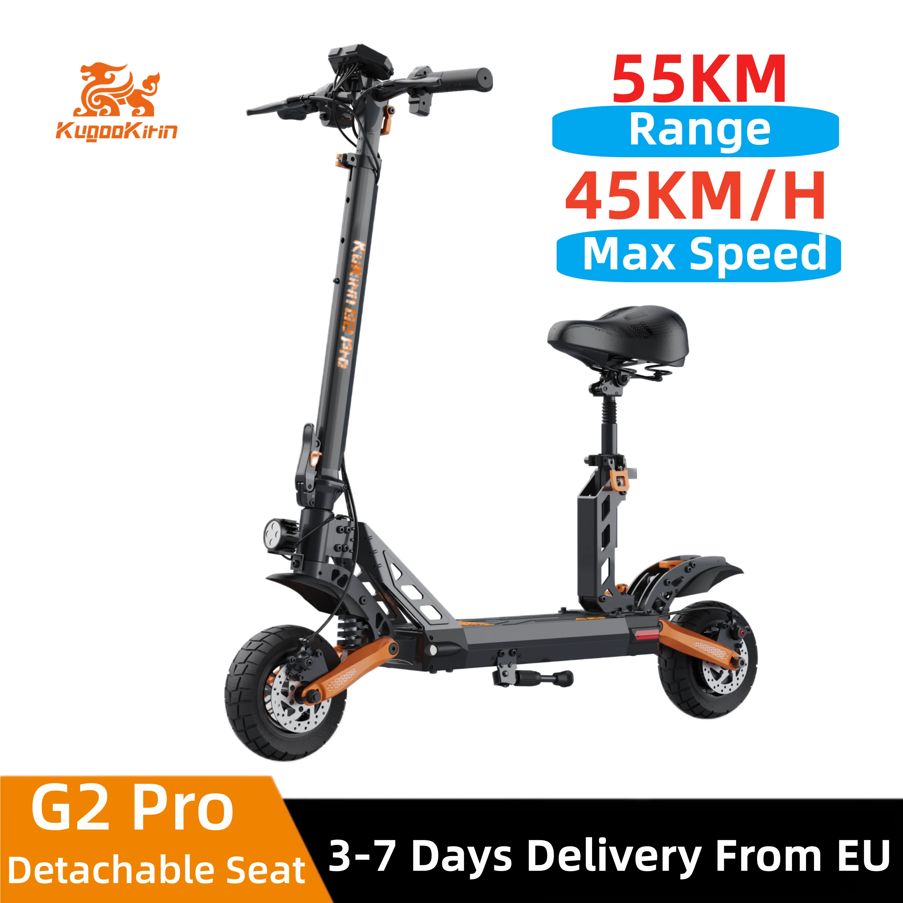 KugooKirinG2PROElectricScooter600WMotorEscooter48V15AhMax