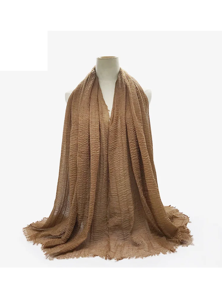 女性用のしわのある綿のスカーフ,イスラム教徒のヒジャーブ,柔らかい