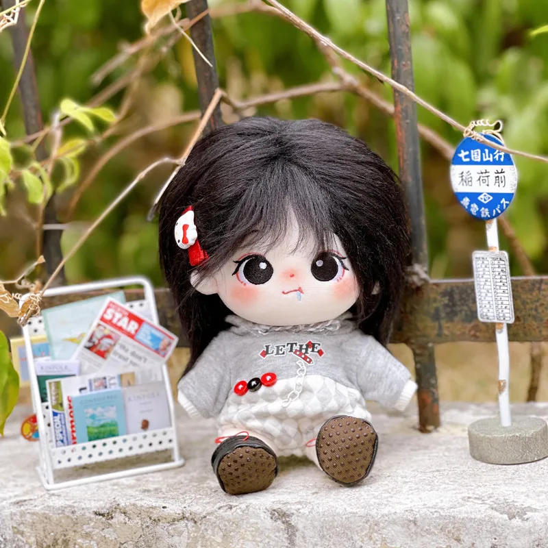 

20cm Cotton Black long hair Doll Baby Friends Idol Star Dolls Stuffed Plush Doll Plushies Toys Fans Collection Gifts