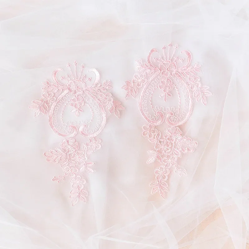 2pcs Lace Fabric Many Colors Choice Organza Embroidered Lace Applique Patch DIY Wedding Dress Accessories Handmade lace fabric lace garment accessories sewing patches lace sewing supplies lace accessories lace sewing accessories