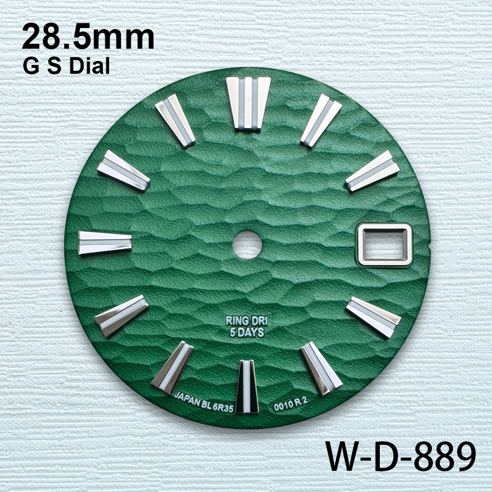 28.5mm G S Logo 3D Wave Dial Fit NH35/NH36/7S/4R Japanese
