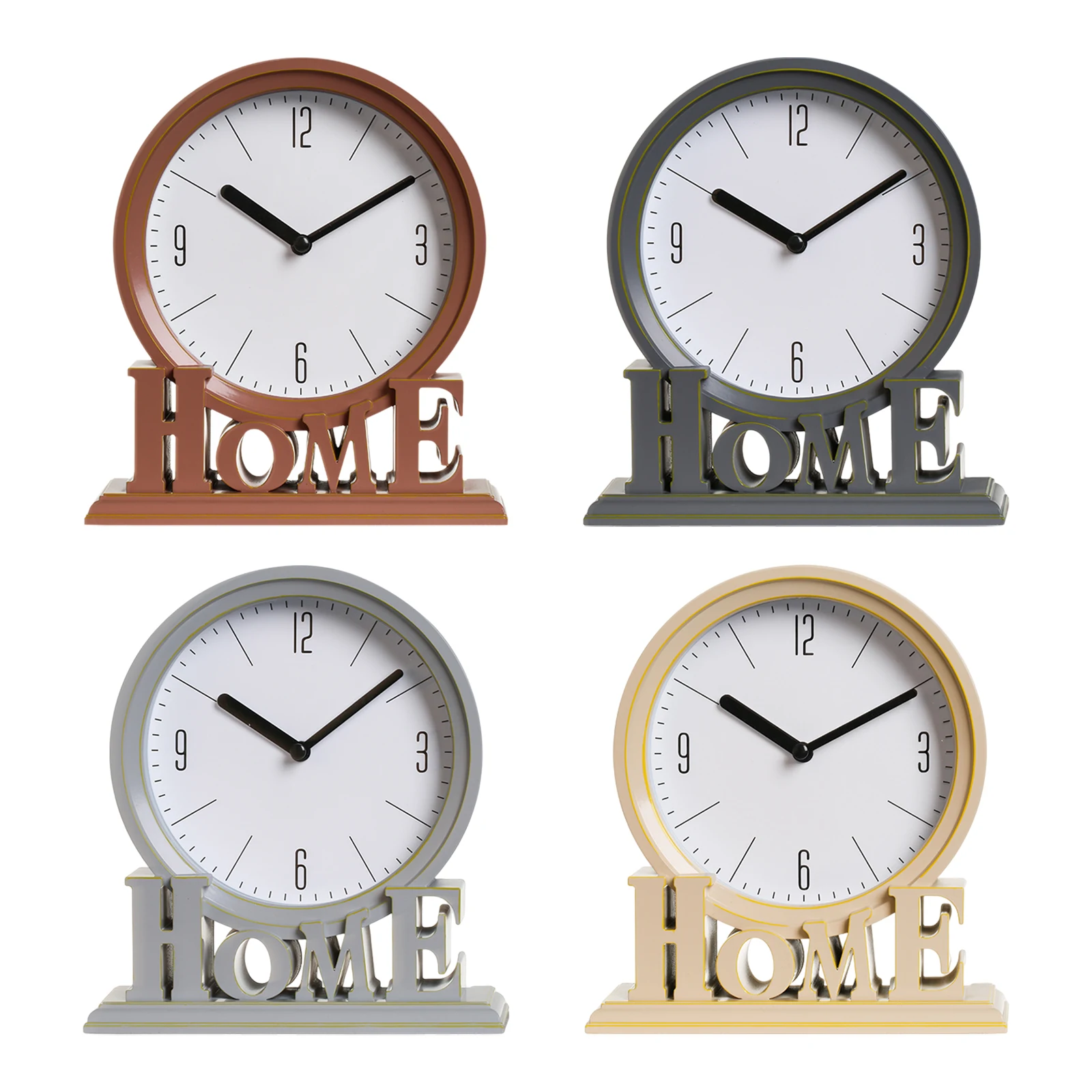 Desk Clock Fireplace Silent Battery Powered Shelf Home Decorative Table Clocks for Ornament