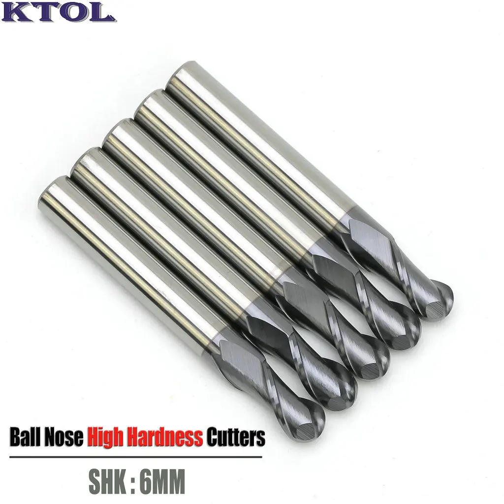 

Super Hard 6mm 2 Flute Ball Nose Milling Cutter Metal CNC Router Bits Spiral HRC50 Tungsten Carbide Steel Endmill Cutting Tools