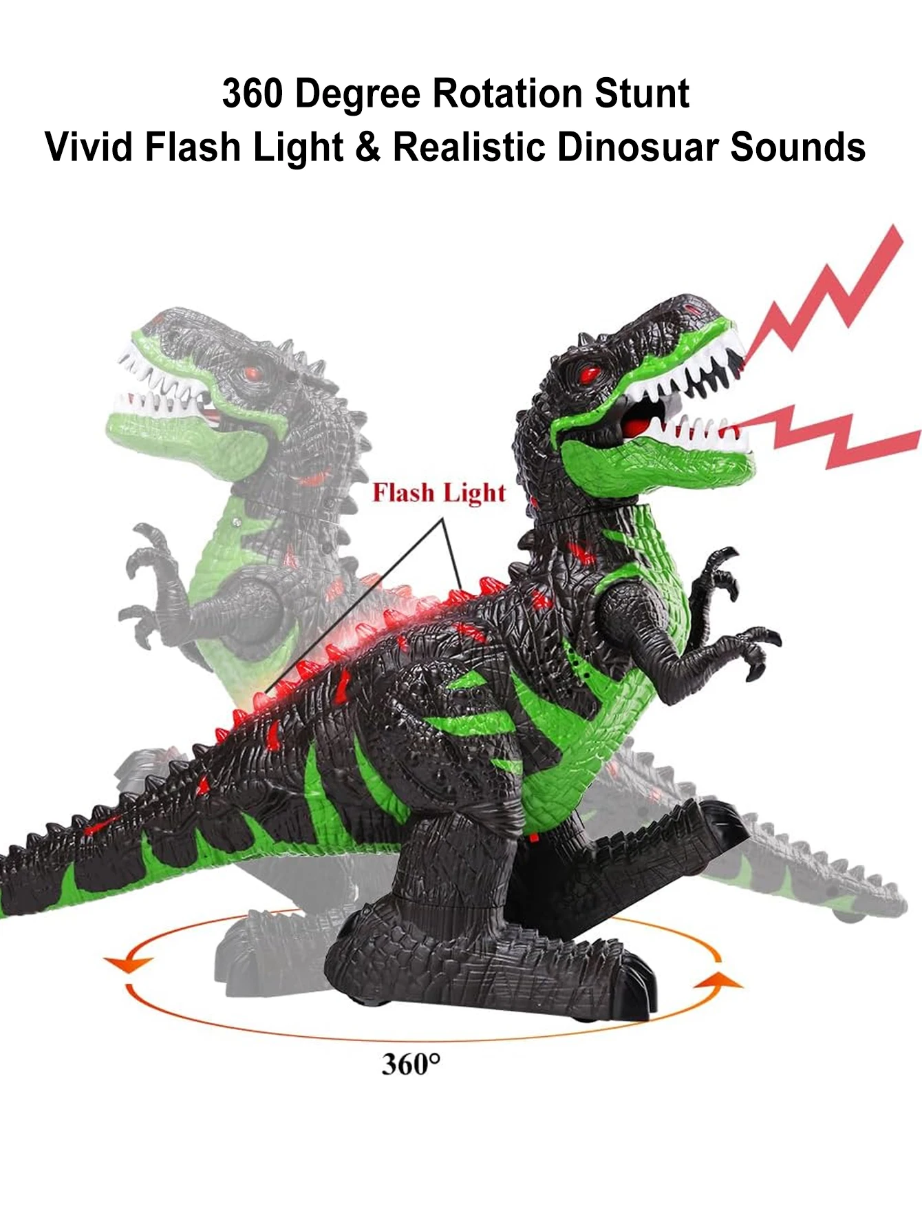 Remote control dinosaur toy, electric stunt RC walking Tyrannosaurus rex toy, with light and sound, 360 ° rotation 2
