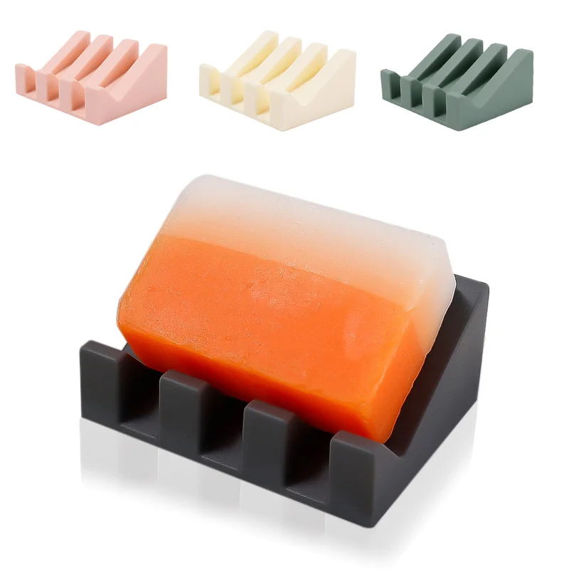 

Silicone Soap Dish Soap Dispenser Tilt Drain Soap Box Bathroom Bath Soap Storage Holder Kitchen Bathroom Silicone Storage Rack