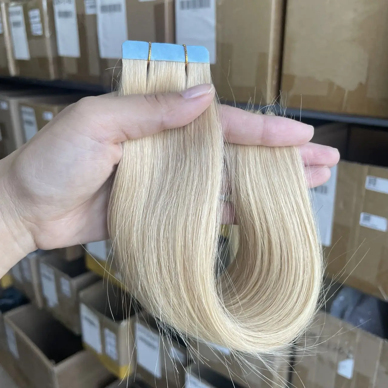 24# Tape in Natural Hair Extensions Human Hair Dark Blonde Color Remy Human Seamless Skin Weft Glue On 20pcs 30g