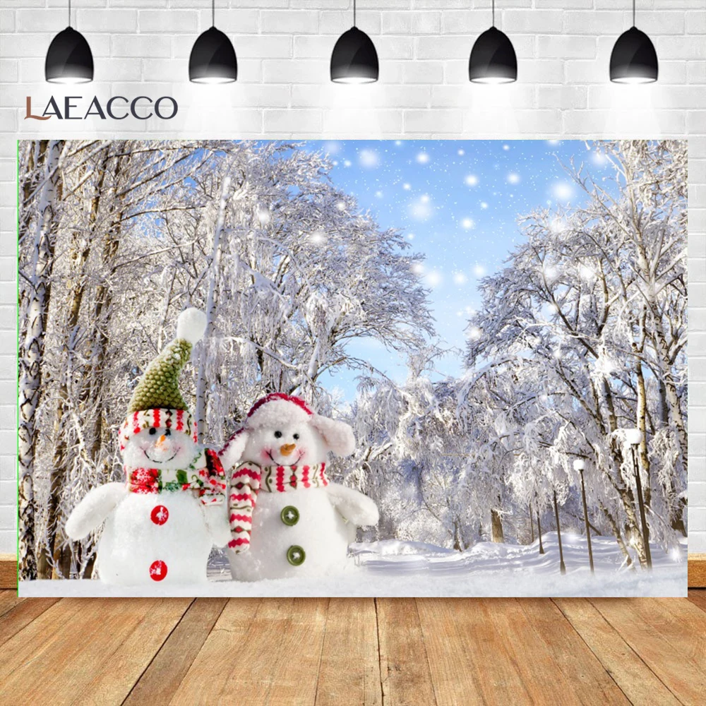 

Winter Forest Christmas Snowman Photography Backdrop Party Decoration Children Portrait Photo Background Fantasy White Studio