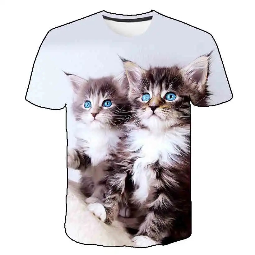 T-Shirts hot kids T-Shirt Summer 3D Printed Cartoon Animal Cat T-Shirt Kids Funny Harajuku Fashion Top Boys & Girls Super Cute Cat T-Shirt christian t shirts