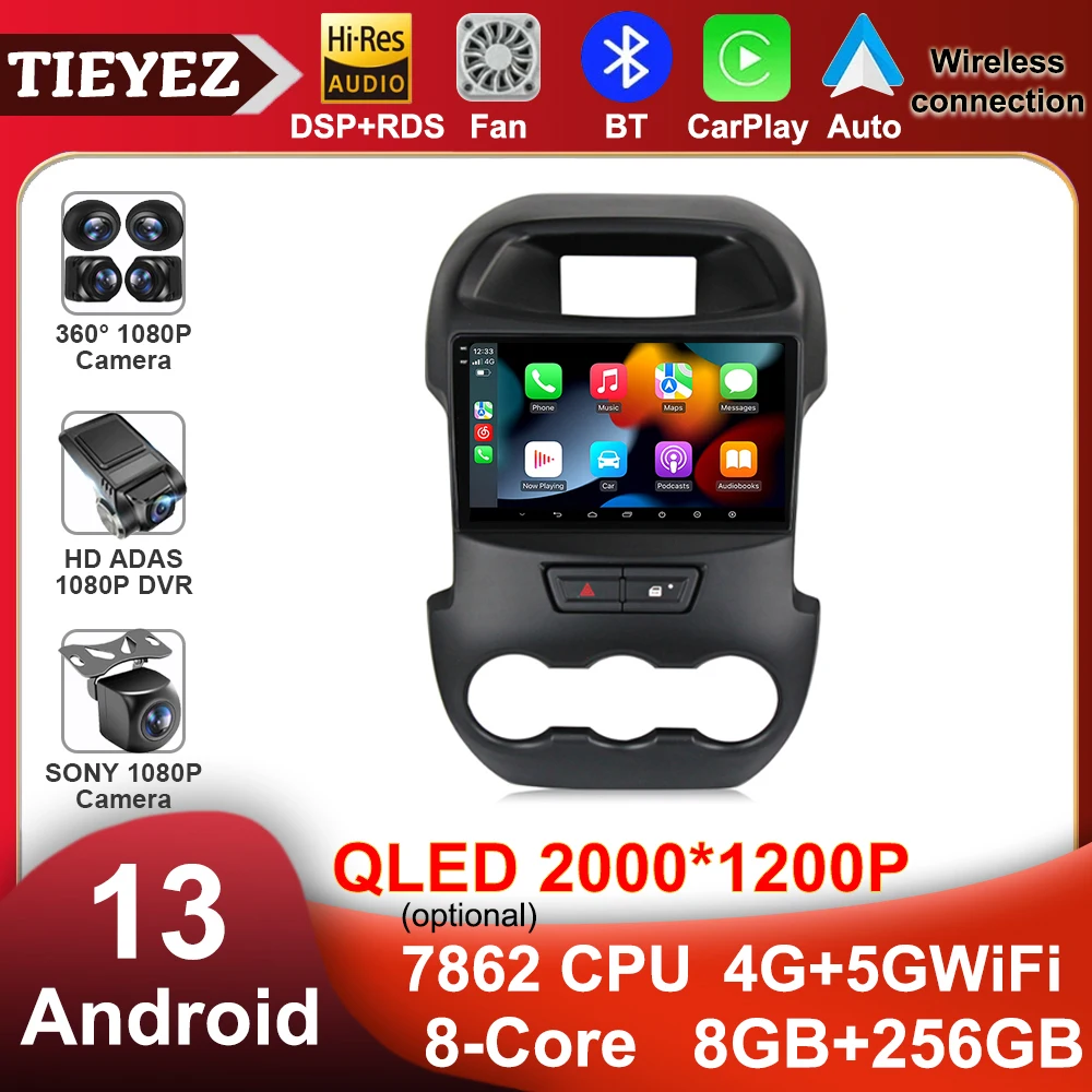 

Автомагнитола 9 дюймов, мультимедийный плеер для Ford Ranger Xlt F250 2011-2016, Wi-Fi, 4G, навигация Carplay, GPS, Android 13, Авторадио, головное устройство