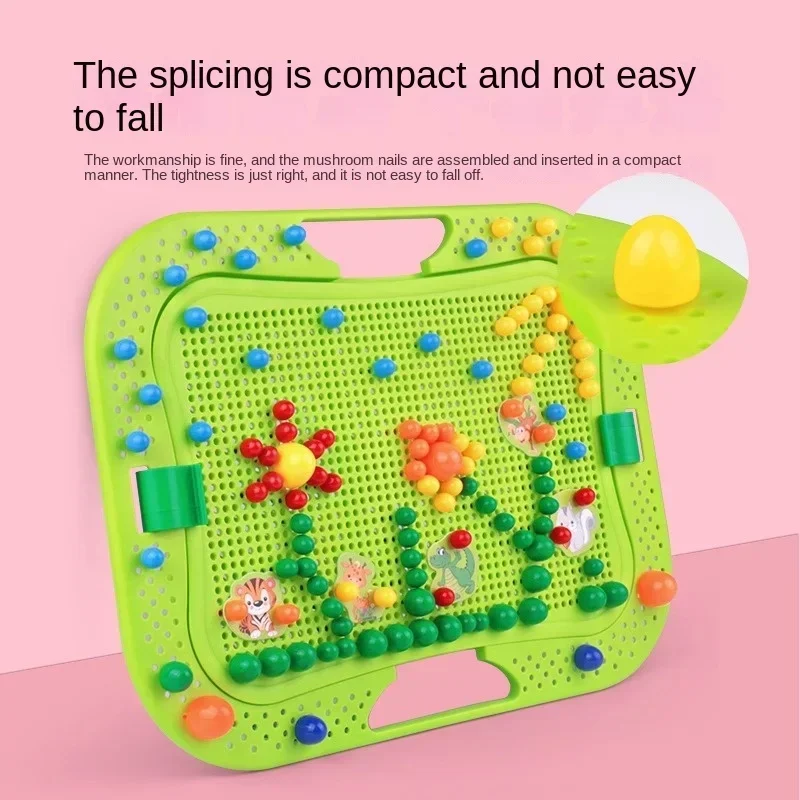 Children's Mushroom Nail Large 3D Jigsaw Large Particle Block Assembly Board for Pupils Babies Girls Puzzle Skills