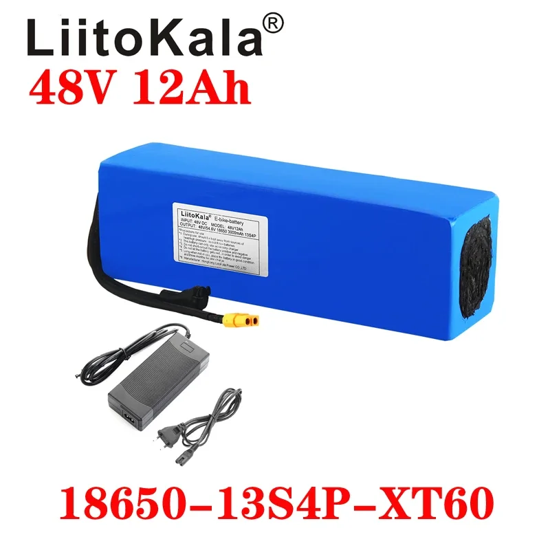 

LiitoKala 48V 12Ah 18650 E-bike Battery Li Ion Pack Bicycle Scoot Conversion Kit Bafang 1000W XT60 Plug 54.6V Charger