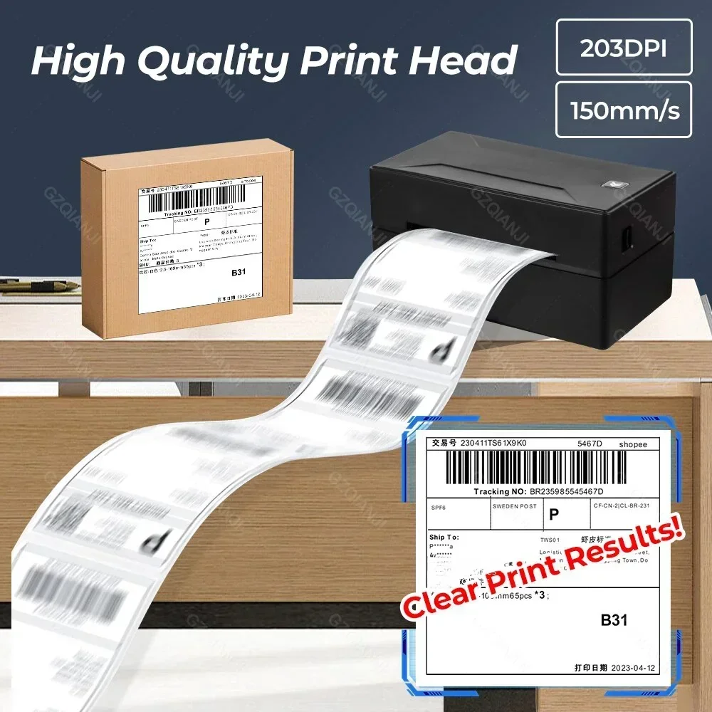 Térmica Barcode Label Printer Suporte Ebay Shipping Label Impressão Uso em Logística Expressa Usb Waybill 110 mm Label Paper 4 - Imagem 4