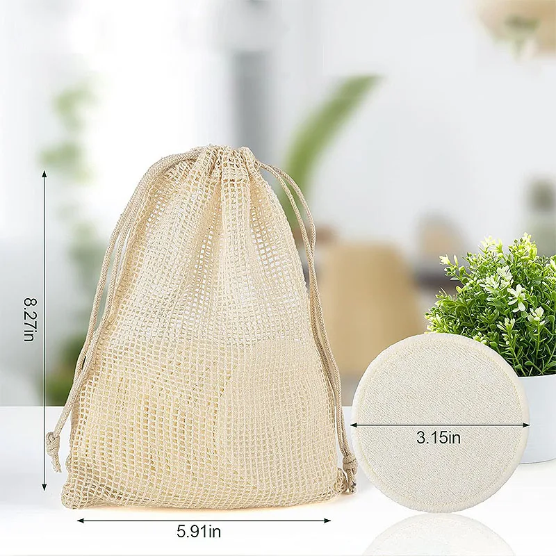 새로운 12pcs 워셔블 메이크업 리무버 디스크 워셔블 라운드 대나무 메이크업 패드 스킨 케어 도구 스킨 클리닝 HZM06
