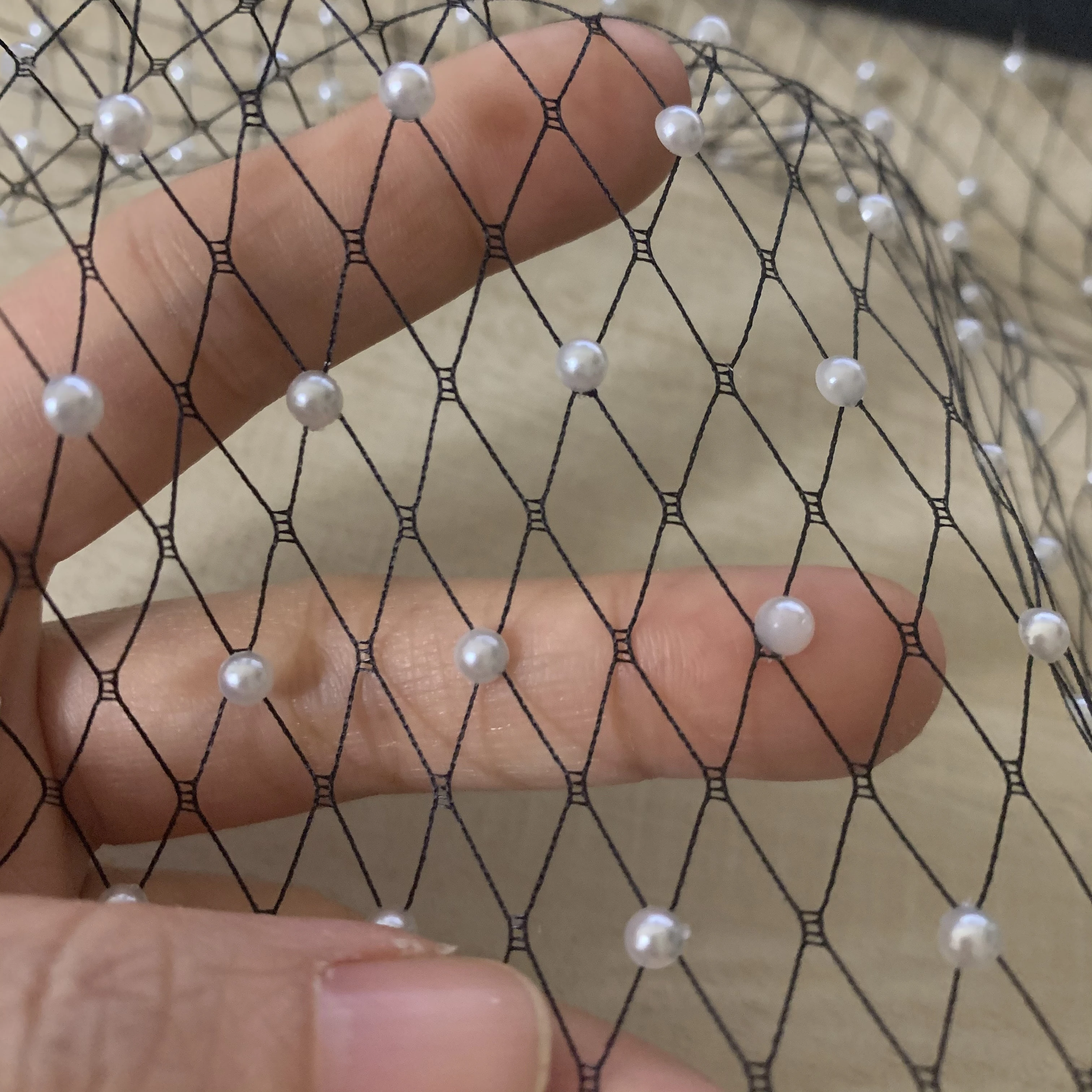 45cm Birdcage Face Crystal Bead Veils Trim Fabric For Women Dress Wedding Millinery Fascinator Hat DIY Hair Accessories 2x2