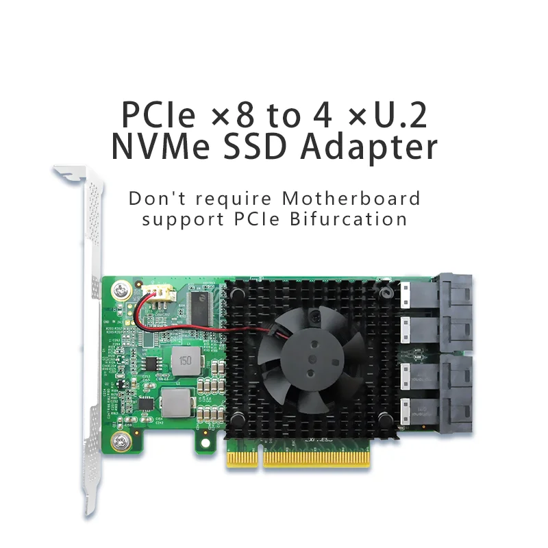 

PCI Express 3.0 x8 to 4 x U.2 (SFF-8643) NVMe SSD Adapter Card