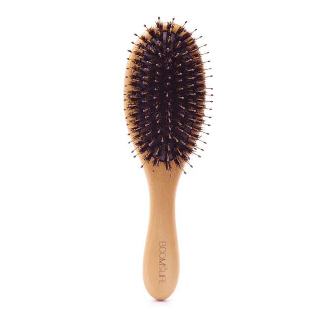 Brosse à cheveux en poils de sanglier doux pour femmes, peigne en bois pour cheveux, tête, cuir chevelu, poignées de massage, angle, optique bouclée, outil de soin des cheveux longs 1