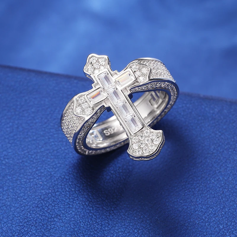 指輪・リング wing bling 925 Silver Karena Heart Prong Moissanite Ring MOISSANITE Iced Prong Cuban Link Ring Real 14k Gold Over 925