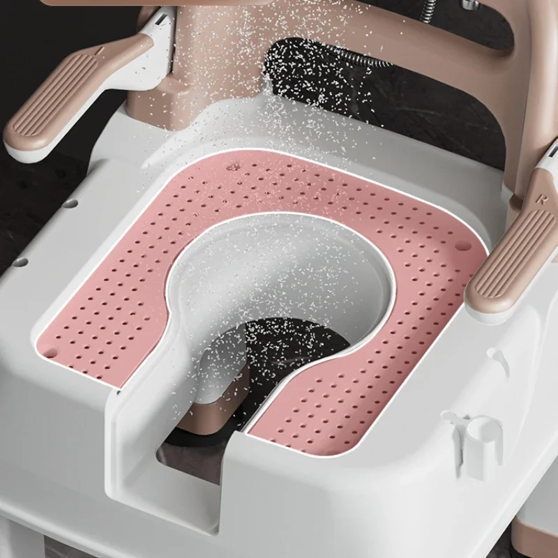 Non-Slip Bathing Stool, Emergency Shower Seat, Mobile Toilet with Backrest, Disabled Bath Aid for Elderly, Bathing Assist 3