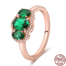 

New Hot Sale 925Sterling Silver High-end Fashion Green Three Stone Vintage Ring Making For Women Birthday Fashion Jewelry Gift