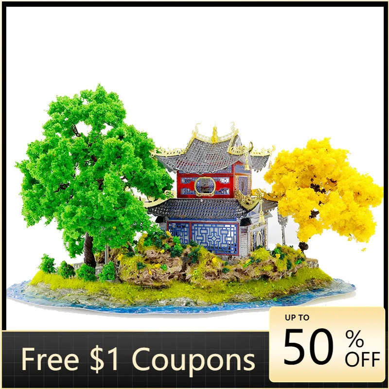 3D Metal DIY Assembly Model Jigsaw Puzzle Toys Natural Landscape Architecture Ornament for Adult Gift Home Decoration boutique 9 dragons anicent china emperor natural jade seal artwork ornament collection art gift ornament natural jade seal