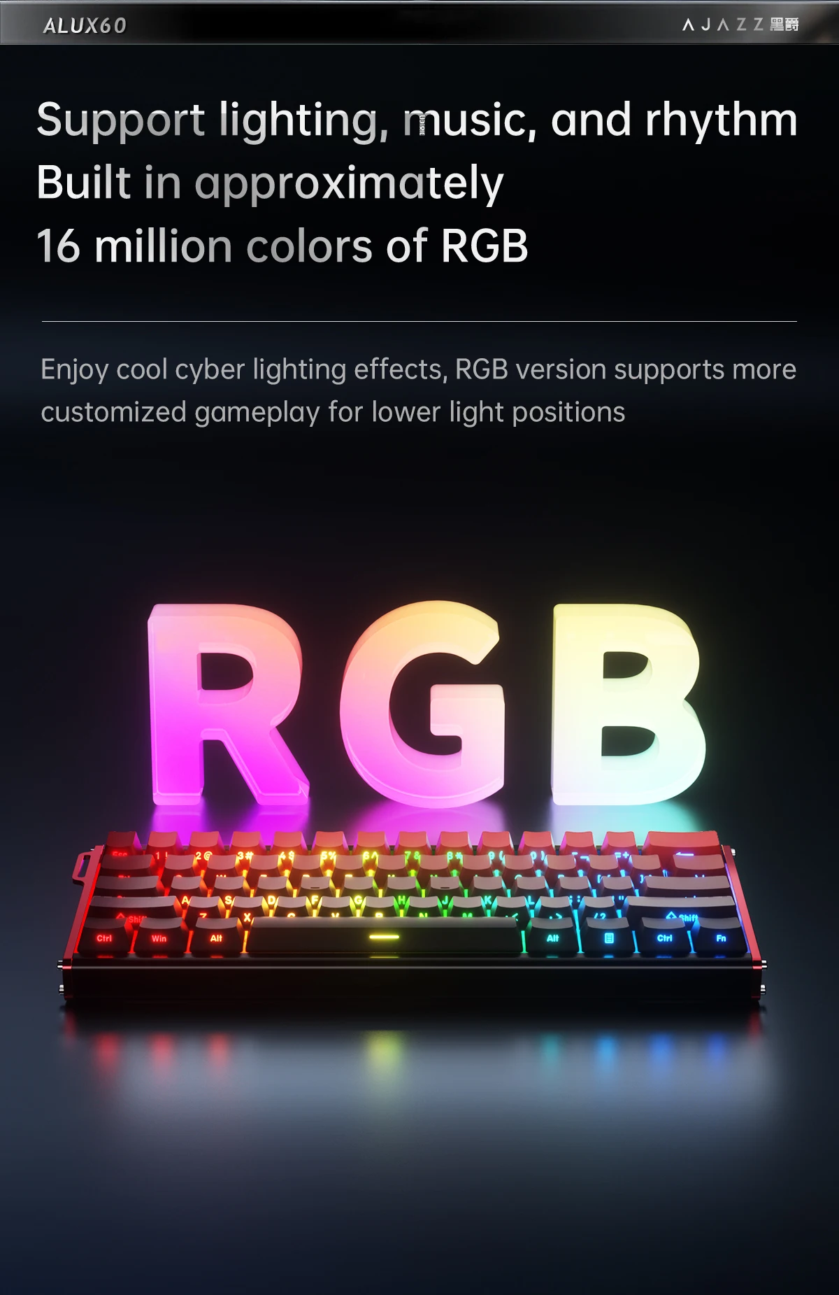 AJAZZ ALUX60 Rapid-Trigger Gaming-Tastatur mit Magnetischen Schaltern, Kabelgebundene Hall-Effekt-Tastatur, 8K Polling-Rate – Detail 15