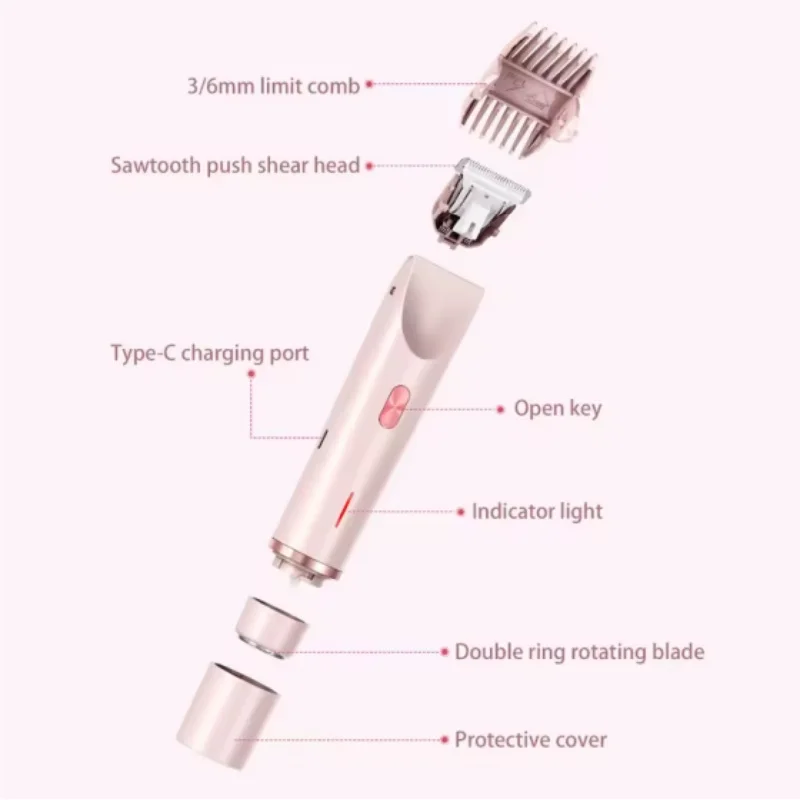 2 in 1 Electric Shaver 1 Set Rechargeable Ipx7 Waterproof Hair Removal Tool Wet and Dry Use Hair Removal Machine for Women 6