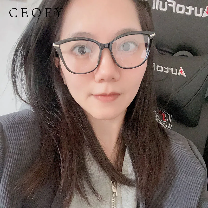 

Ceofy металлическая Женская оправа для очков кошачий глаз Модная ретро оптическая прозрачная оправа для очков Новое поступление FT2155